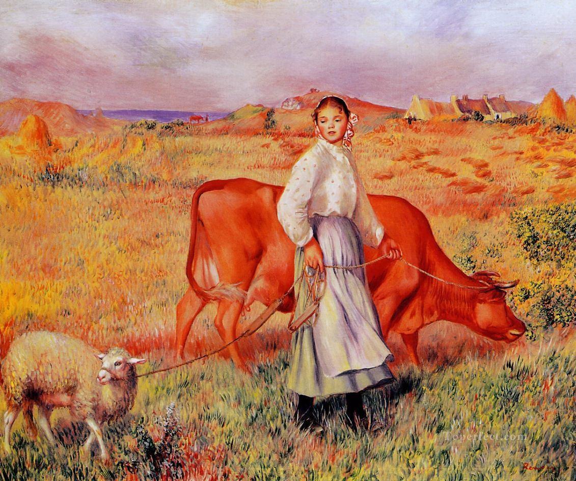 Pierre Auguste Renoir Shepherdess Cow and Ewe Oil Paintings